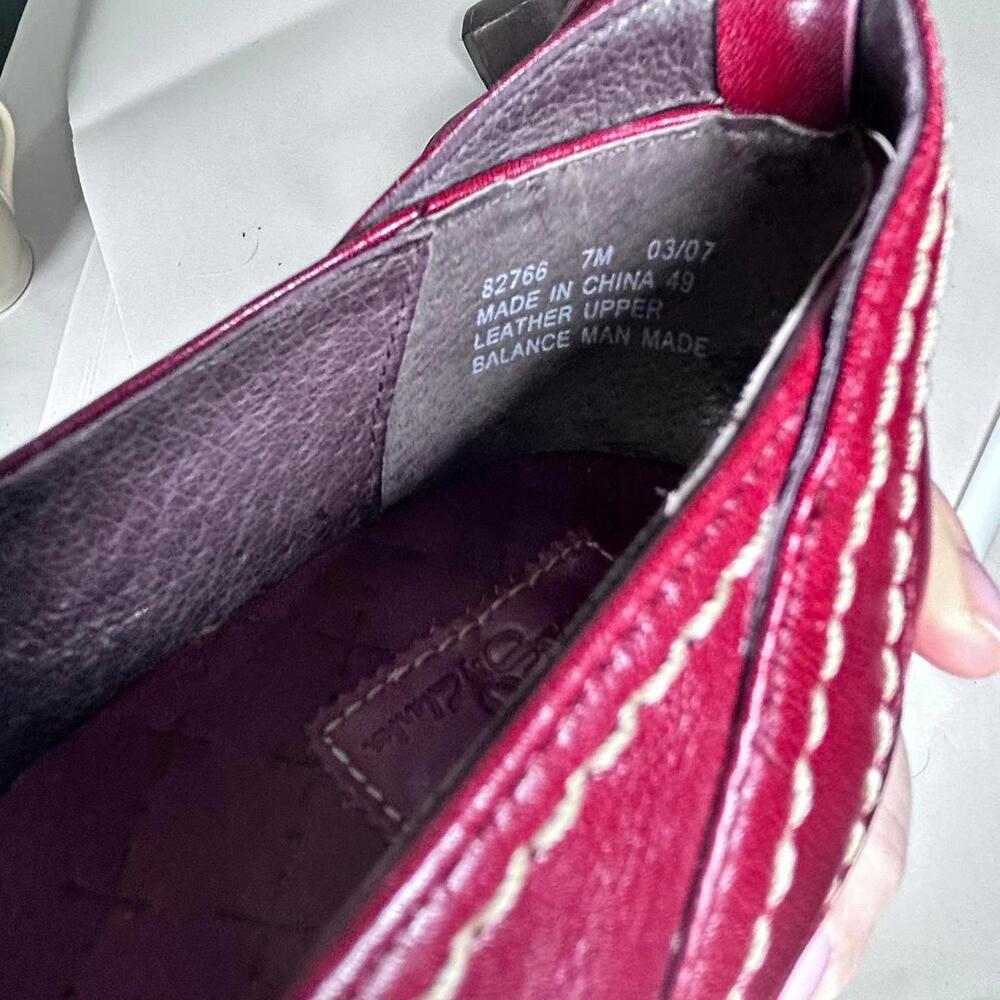 Indigo Clarks Open toe Red leather platform heels Women's size 7 - Picture 8 of 8